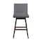 Armen Living Basila Swivel Bar Stool in Gray Oak Wood Finish with Gray Fabric 840254332249 - alternate 10
